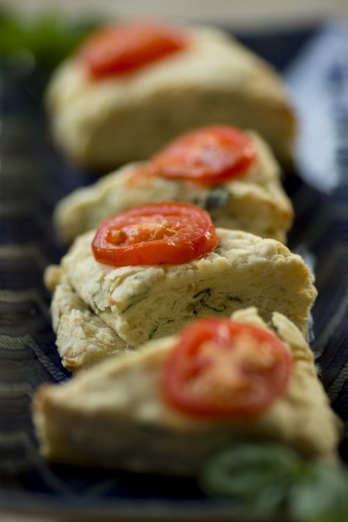 Tomato basil scones are seen on Wednesday, June 22, 2016, in Bloomington, Indiana. (Photo by James Brosher)