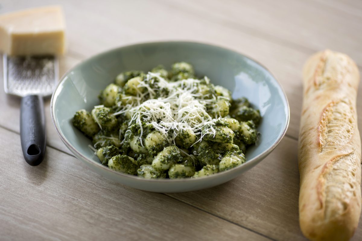 Pesto Gnocchi is pictured on Sunday, May 8, 2016, in Bloomington, Indiana. (Photo by James Brosher)